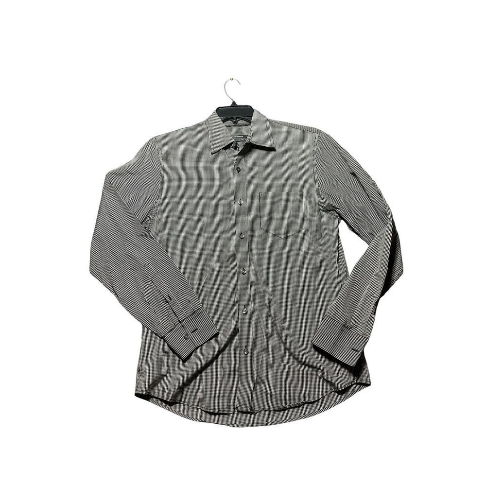 Club Monaco Button Down Shirt Mens M‎ Black Excellent Gingham Long Sleeve